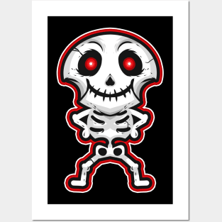 Cute Kawaii Chibi Skeleton Halloween Posters and Art